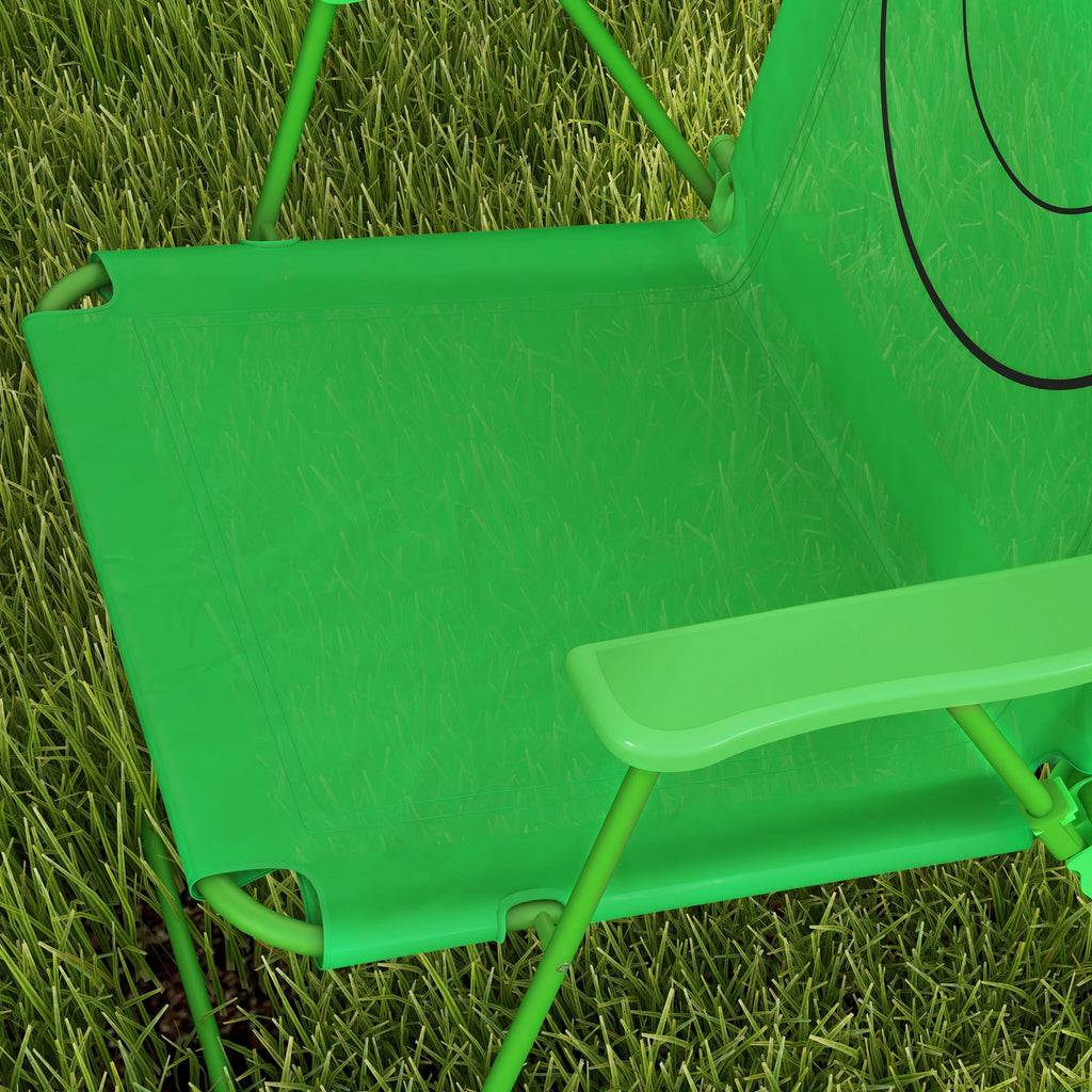 Garden Table and 2 Folding Chairs Set, Outdoor Table and Chairs with Umbrella for Children in Metal and Polyester, Green