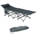 Folding and Padded Camping Cot with Storage Pocket, 188x64.5x53 cm, Gray
