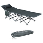 Folding and Padded Camping Cot with Storage Pocket, 188x64.5x53 cm, Gray