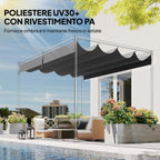 Outsunny Dark Grey Polyester Anti-UV Outdoor Pergola Cover with 8 Drainage Holes, 392x350 cm