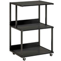 HOMCOM 3-Tier Printer Stand with Wheels, Industrial Metal Office Table, Black.