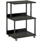 HOMCOM 3-Tier Printer Stand with Wheels, Industrial Metal Office Table, Black.
