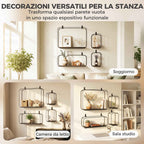 HOMCOM Geometric Floating Shelves for Living Room, Set of 4, Black