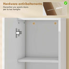 HOMCOM 2-Door Bathroom Cabinet with Open Space and Adjustable Shelves, Wooden, 30x24x140 cm, White