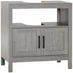 Vanity Unit with 2 Door Cabinet and Wooden Shelves 60x30x60cm, Grey