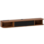 HOMCOM Wall-Mounted TV Stand for up to 50" with Drawer, 2 Open Shelves and Cable Hole, 120x24x16 cm, Walnut