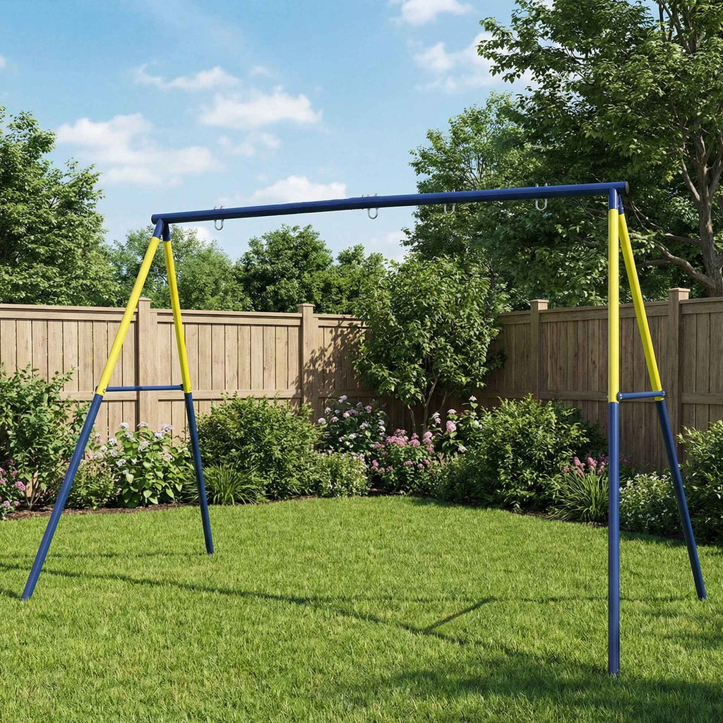 Garden Swing Frame for Children Ages 3-8 Years, Steel, 4 Hooks, 260x160x178 cm, Blue