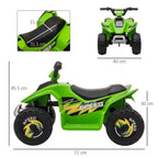 Electric Quad Bike for Kids with 6V Rechargeable Battery and Forward and Reverse Gear, 72x40x45.5 cm, Green