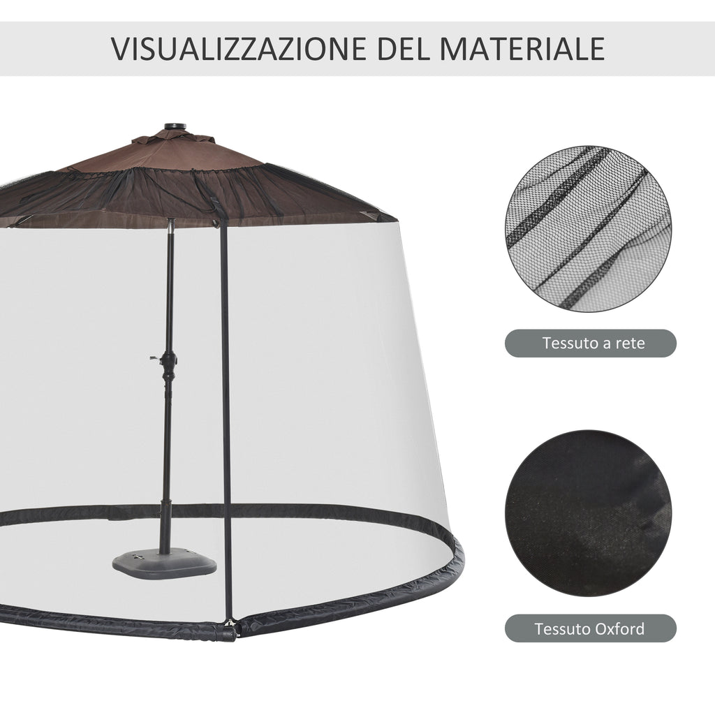 Mosquito Net for Umbrella 3x3 m Adjustable Dense Mesh with Zipper Opening, Black - Borgè