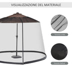 Mosquito Net for Umbrella 3x3 m Adjustable Dense Mesh with Zipper Opening, Black - Borgè
