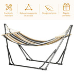 Outsunny Freestanding Hammock with Folding Stand, Cotton Lounger and Steel Frame, Grey