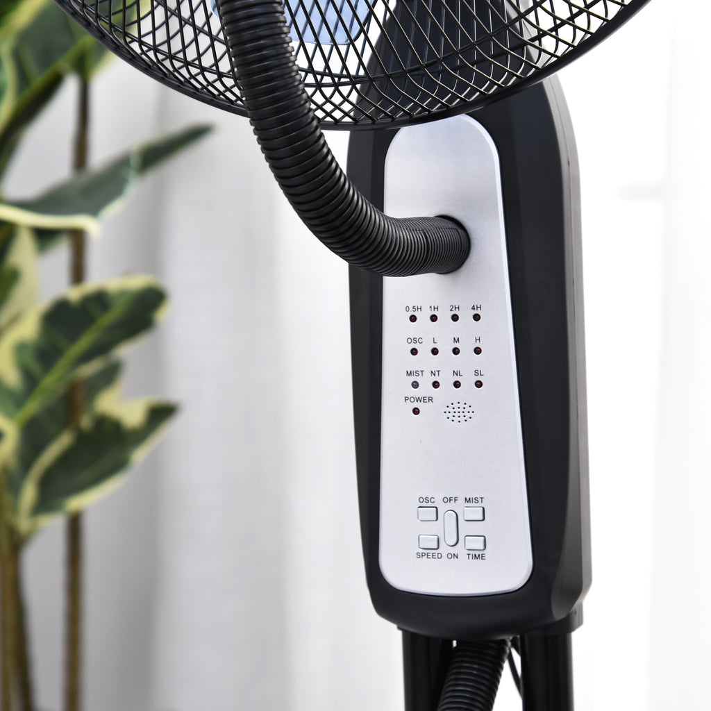 70° Oscillating Misting Fan and Dehumidifier with 3 Modes, Remote Control and 7.5h Timer, 2.8L Tank, 90W, Ф44.5cm x 120cm