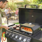 Outsunny Portable Wood-Fired Pizza Oven with Cordierite Stone and Thermometer, Metal, 53x40x18.5 cm, Black