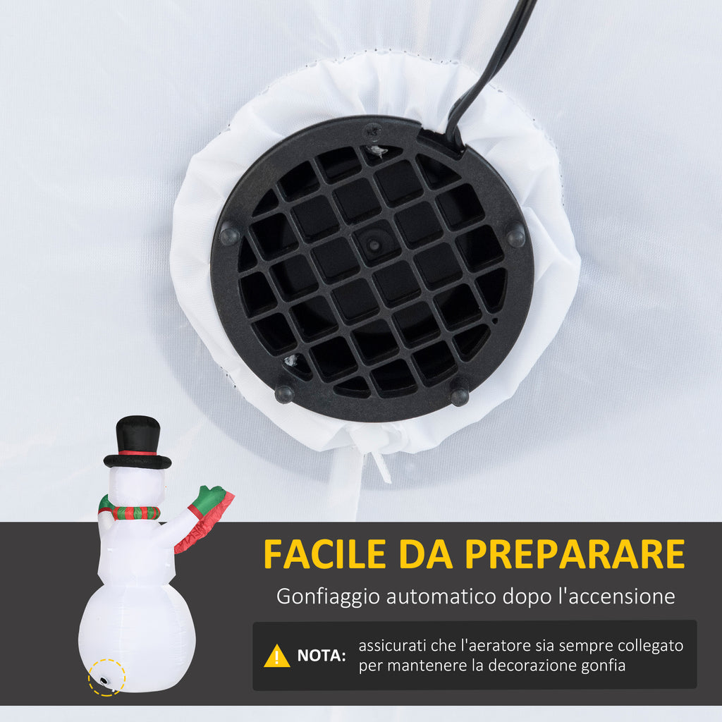 HOMCOM 243cm Tall Giant Inflatable Snowman with LED Lights Outdoor or Garden Decoration
