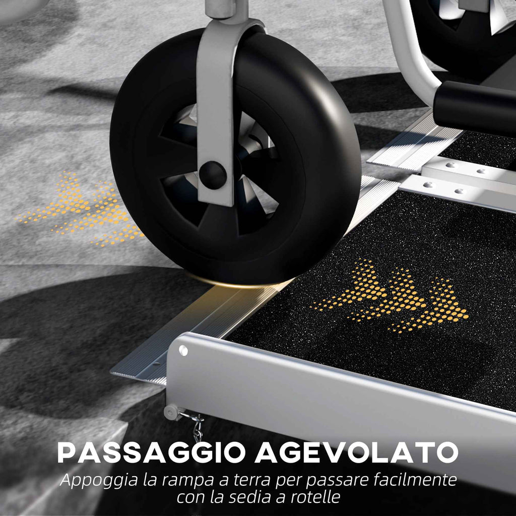 HOMCOM Folding Aluminum Wheelchair Ramp with Non-Slip Coating and Edges, 122 x 73.5 cm, Black