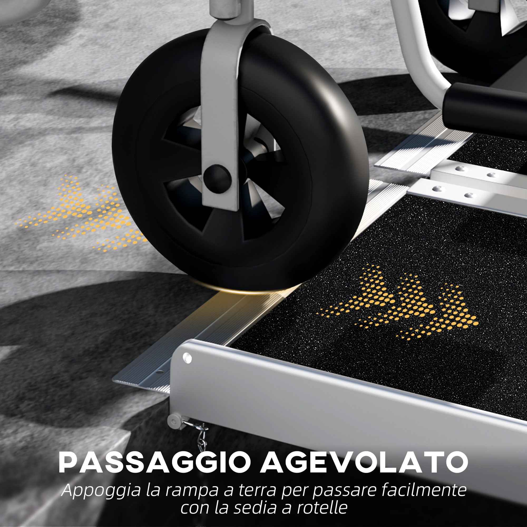 HOMCOM Folding Aluminum Wheelchair Ramp with Non-Slip Coating and Edges, 122 x 73.5 cm, Black