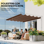 Outsunny Gazebo Pergola Roof with 10 Drainage Holes in Polyester, 250x255cm, for 3x3m Pergola, Coffee