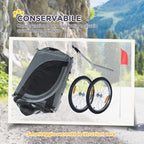 Bike Trailer for Medium Dogs with Side Windows and Flag, 130x73x90 cm, Grey and Black