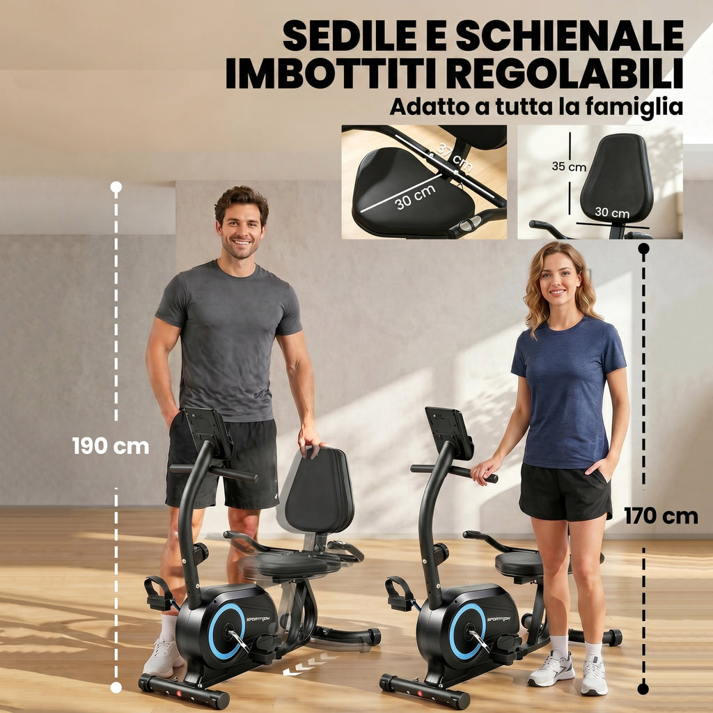 SPORTNOW Recumbent Exercise Bike for Seniors with Bluetooth, App Connectivity, and Wheels