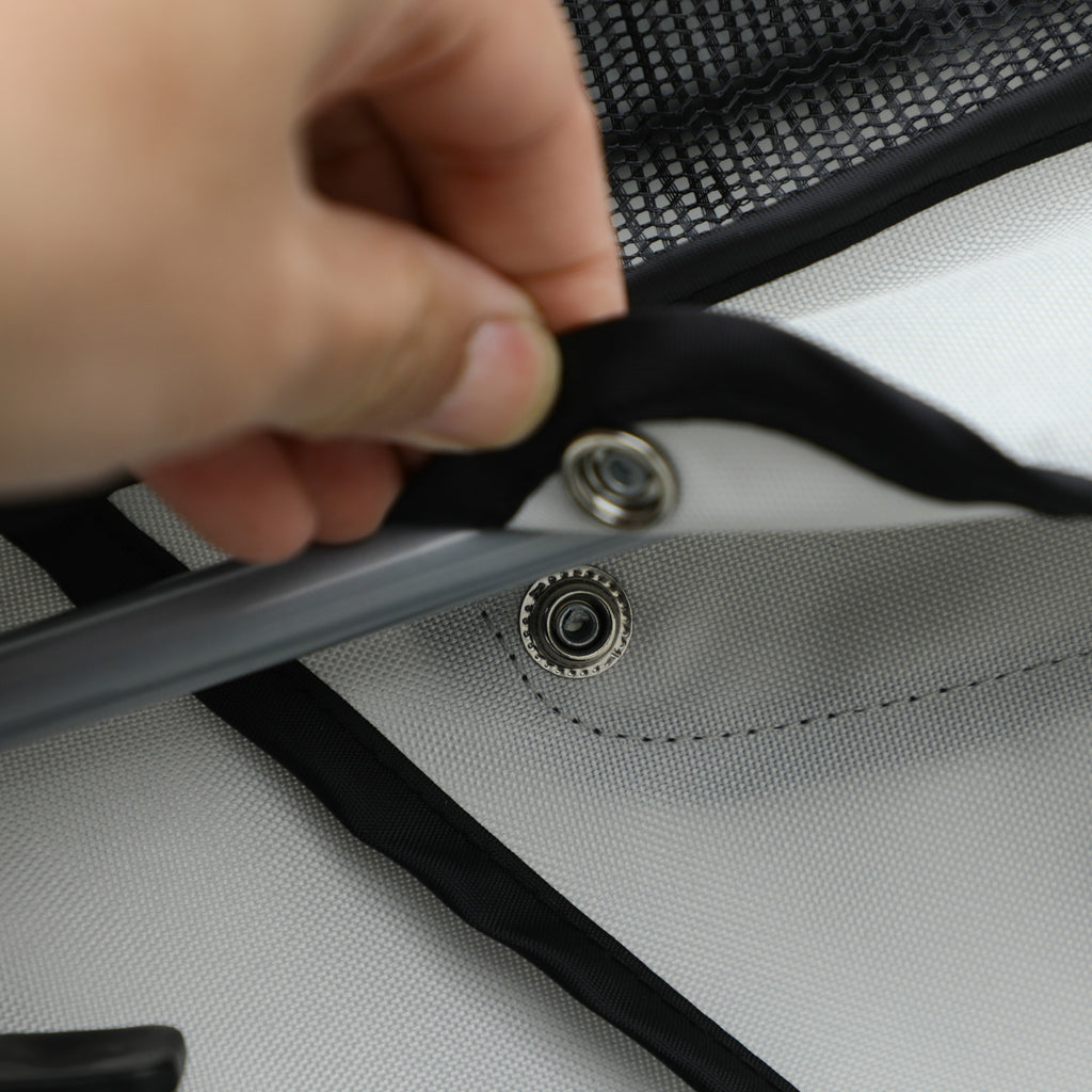 Folding Dog Stroller with Rain Cover, Swivel Wheels and Brakes, Grey