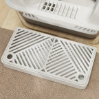 Cat Litter Box with Step, Scoop and Storage Box, in Stainless Steel and ABS, 60.2x40.6x29 cm, Light Grey