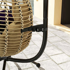 Outsunny Hanging Chair with Padded Cushion, Folding Seat and Steel and Rope Frame, Beige