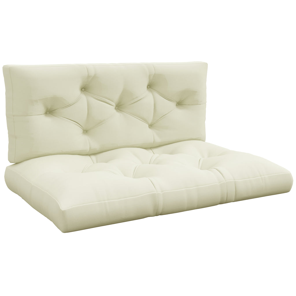 Outsunny 2-Piece Garden Cushion Set for Sofas and Pallets in Polyester with Thick Filling, Cream