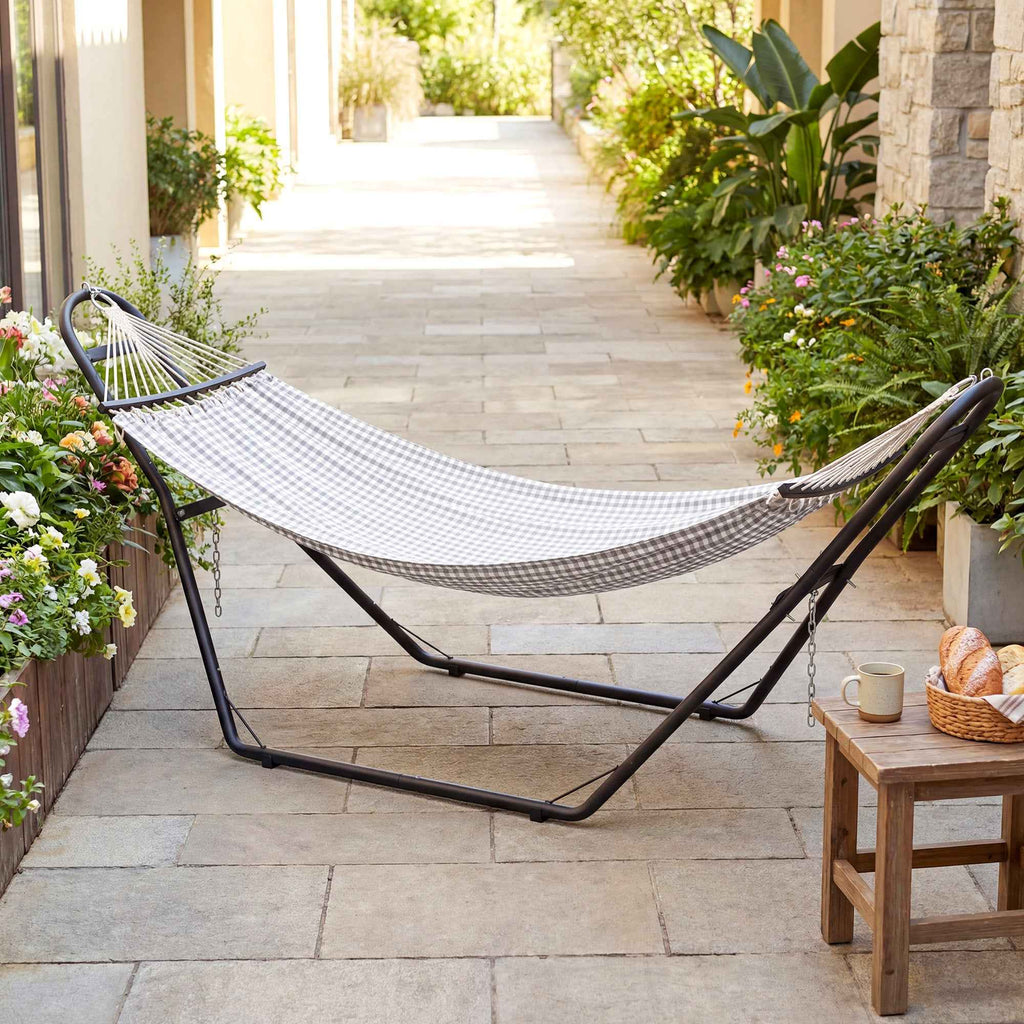 Outsunny Adjustable Non-Slip Hammock Stand with S-Hooks, Steel, 278x97x112 cm Black