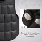 Unisex Weighted Vest 20kg, 38 Individual Weights, Padding, Velcro Closures, Black