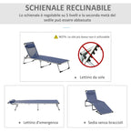 Outsunny Folding Garden Lounger with Adjustable Headrest and Backrest, Blue