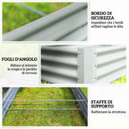 Outsunny Outdoor Steel Planter with Open Bottom and Reinforced Edges, 240x120x30 cm, Silver