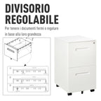 Office Drawer Cabinet with Wheels, 2-Drawer File Cabinet with Lock and 2 Keys in Steel, 39x48x67cm, White