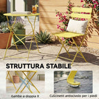 Outsunny Bistro Set, Folding Table and Chairs for 2, Garden, Yellow.
