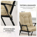 Outsunny Set of 2 Outdoor Chair Cushions with Ties, Polyester and Cotton, 120x50x8 cm, Beige