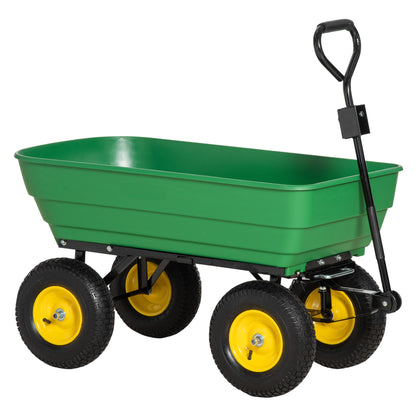 Outsunny garden trolley 125l in steel and pp with folding tub and handle, 118x58x102 cm, green - Borgè