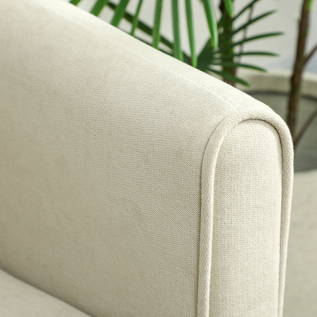 2-Seater Modern Sofa with Quilted Backrest and Velvet Upholstery, 124x73x92 cm, Cream