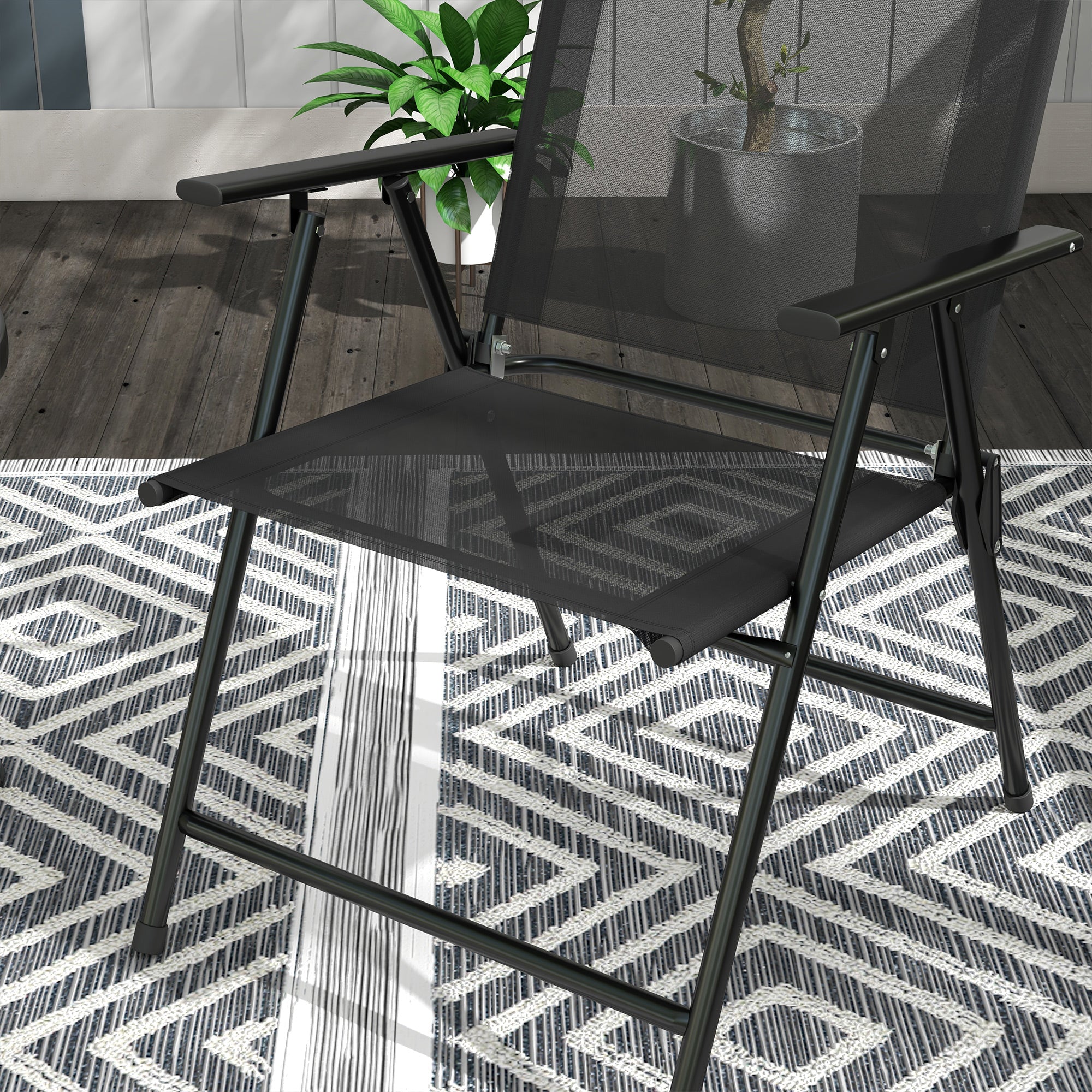 Outsunny 3-Piece Garden Set with 2 Chairs 53.5x64x93 cm and Coffee Table Ø45x50 cm, Metal, Black