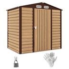 Steel Garden Shed with Vents and Latch, 1.9x1.3m, Oak Color