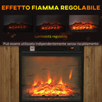 1800W Electric Fireplace with 3D Flame, Timer and Remote Control, in Wood, Metal and Glass, 81.5x30x76.2 cm, Brown