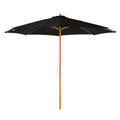Outsunny 3m Garden Umbrella with Wooden Pole, 8 Ribs and Polyester Sunshade, Black