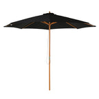 Outsunny 3m Garden Umbrella with Wooden Pole, 8 Ribs and Polyester Sunshade, Black