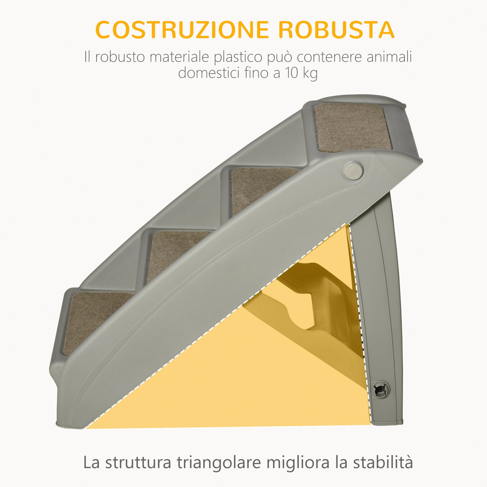 Folding Dog Stairs with 4 Non-Slip Steps, Pet Ladder for Up to 10kg, 62x38x49.5 cm, Grey