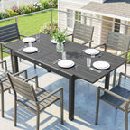 Outsunny Extendable Garden Table for 6-8 People with Slatted Top, Aluminum, 110-170x90x75 cm, Dark Gray