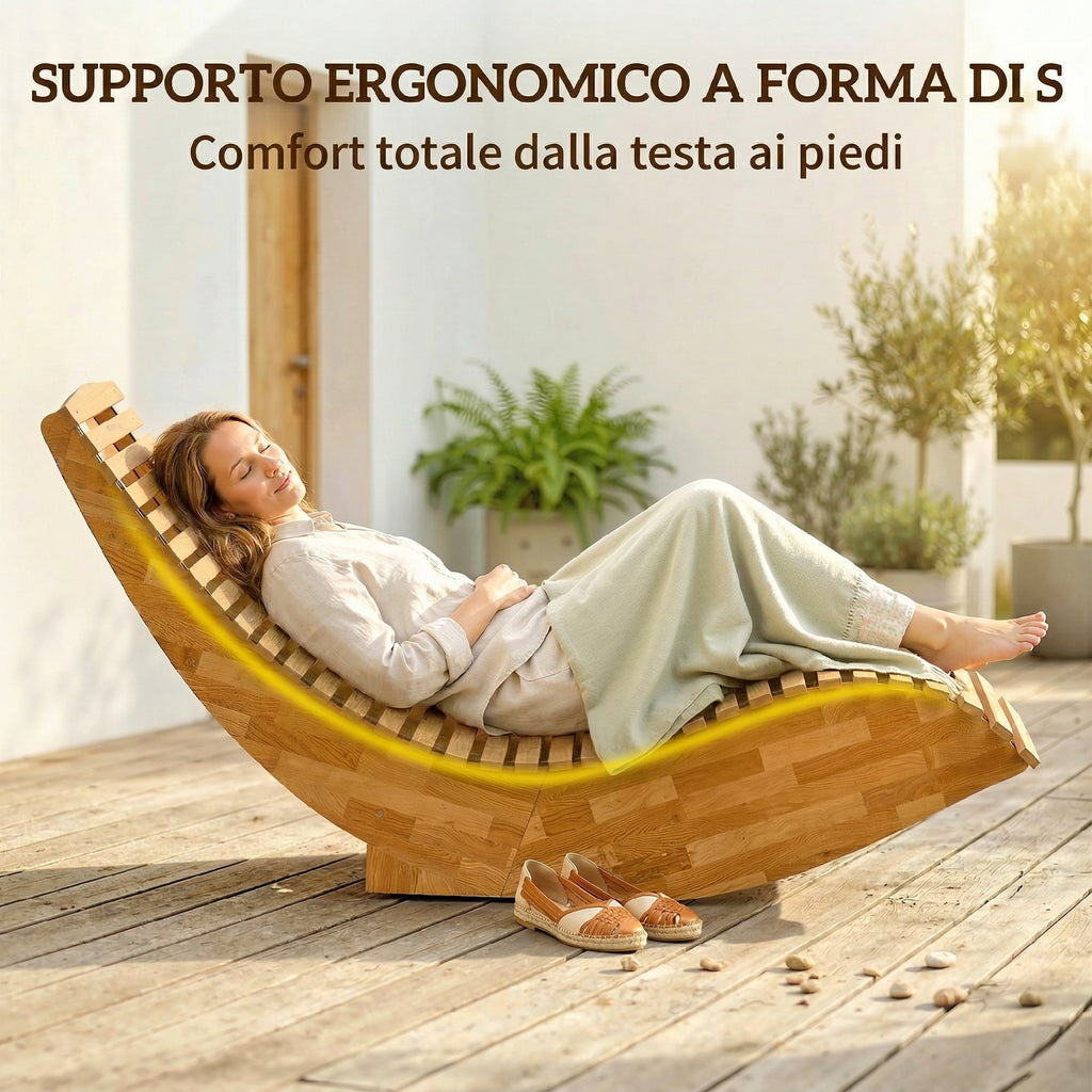 Outsunny Set of 2 Folding and Ergonomic Acacia Wood Rocking Loungers