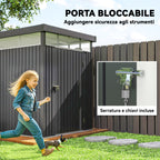 Garden Shed with Acrylic Skylight and Drainage Holes, Steel, 162x259x201 cm, Dark Grey