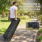 Outsunny 3x6m Pop Up Folding Gazebo with 6 Side Walls, Sandbags, Wheeled Bag, UV50+, Dark Grey