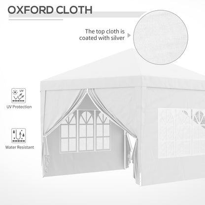 Outsunny gazebo 3x3 m folding and waterproof with side panels, in steel and oxford fabric, white - Borgè