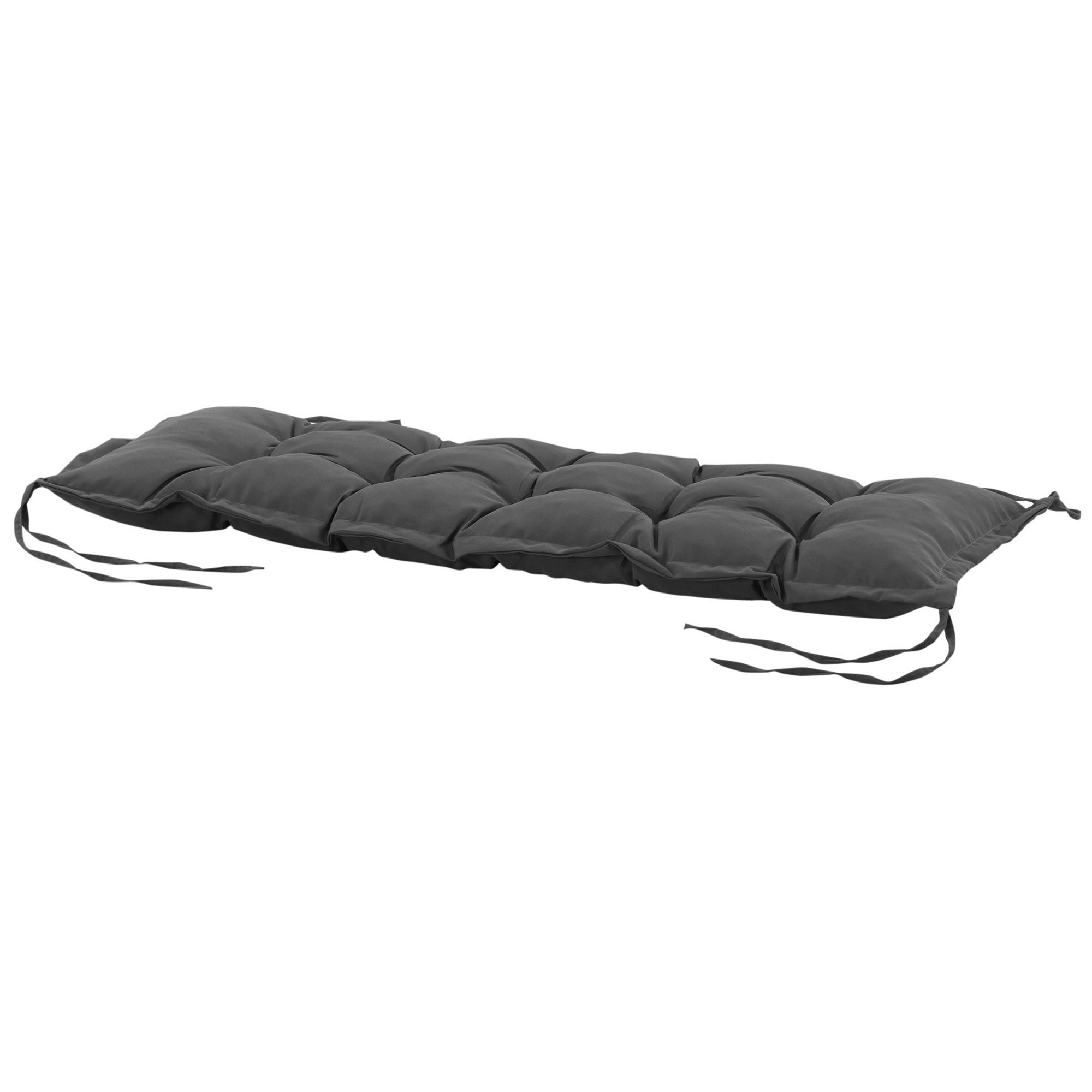 Garden Bench Cushion with Ties and Thick Padding, 100x40cm, Dark Gray - Borgè