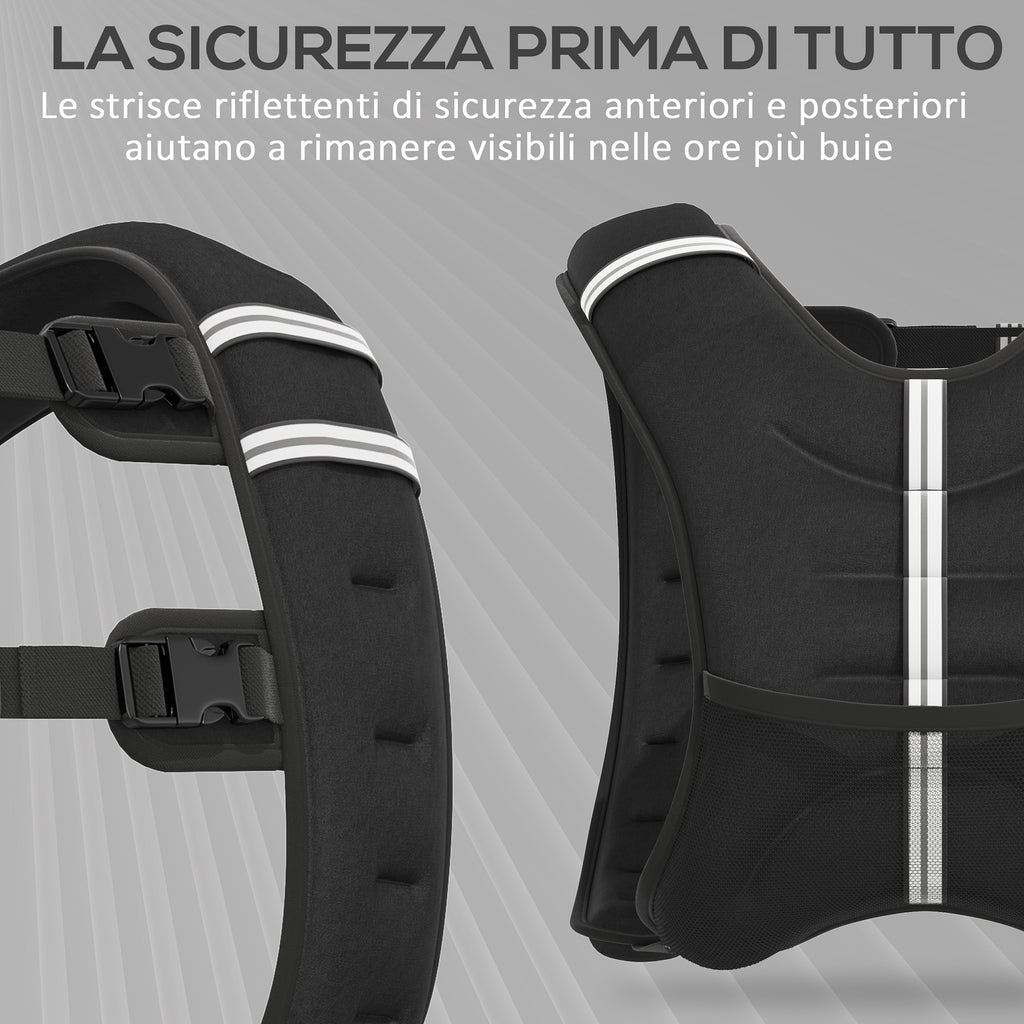 8kg Breathable Weighted Vest with Storage Pocket and Shoulder Straps, Oxford Fabric, 40x35cm, Black