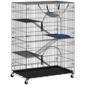 PawHut 4-Tier Cat House with Hammock, Bed, Ramps and Metal Platforms with Pull-Out Tray, Black